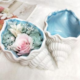 Decorative Objects Figurines Conch Flowerpot Silicone Moulds DIY Sea Shell Secented Candle Jar Mould Storage Box Concrete Gypsum Resin Mould Home Decor Craft 230625