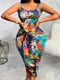 Casual Dresses LW Plus Size Summer Low Neck Dress Floral Print Bodycon Cami Dress Sleeveless Tank Top Bodycon Mini Club Dress Dresses x0625