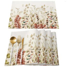 Table Mats Farmhouses Fall Leaves Autumn Placemats Set Of 4/6pcs Kitchen Coffee Accessories Coasters Home Dining Decor Linen