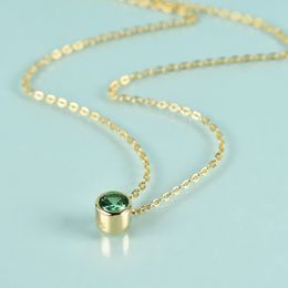 Strands Strings GEM'S BEAUTY 14K Gold Filled Sterling Silver Handmade Necklace For Women Round Dark Emerald Simulant Diamond Necklace 230621