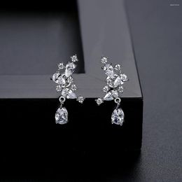 Stud Earrings Funmode Super Flash Zircon Mosaic Geometric Ins Korean Version Fashion Minority Cool Style Female FE394