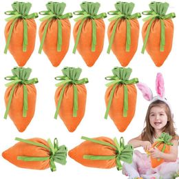 Gift Wrap Easter Carrot Velvet Bag Jewelry Basket Easter10 Pieces Candy With Drawstring For S Cookie Snack