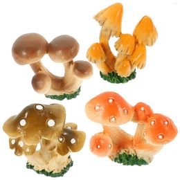 Garden Decorations 4 Pcs Outdoor Decoration Ornaments Statue Home Mushroom Figurine Resin Small Planter Figure