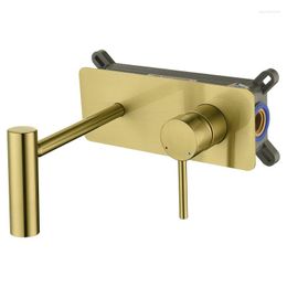 Bathroom Sink Faucets Brushed Gold LED In-Wall Basin Faucet 360° Rotate Black/White Cold And Brass Mixer Tap