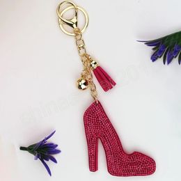 Fashion Ladies Alloy Keychain Crystal Pendant Rhinestone High Heels Shoe Keyring Purse Car Key Chain Bag Decorative Jewellery Gift