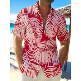 Men's T Shirts Men's Beach Men's Shirt Hawaiian Graphic Leaf Printing Cuban Collar Short Sleeve Tropical Fashion Plus Size Jacket