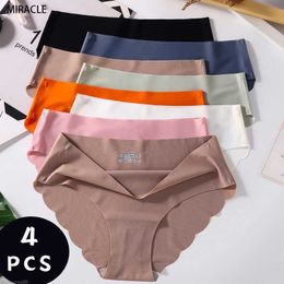 Women's Panties 4 pcs/batch seamless panties for women plain panties Slip silk women underwear soft thin light Panti Culotte Femme panties