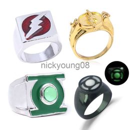 Band Rings Movie Green Lanterns Luminous Rings for Men The Flash Lighting Finger Ring for Fans Collection Jewelry Gifts x0625