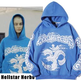men and women Fashion Star Hellstar Herbo Hoodie Pullover Hoodie with Plush Youth Couple Same Sweater