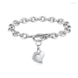 Bangle Cremation Urn Bracelet For Ashes Stainless Steel Love Heart Inlaid Crystal Pendant Keepsake Memorial Hand Chain Melv22