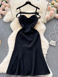 Casual Dresses YuooMuoo Ins Fashion White Black Party Women Dress Sexy Y2K Backless Spaghetti Strap Long Sundress