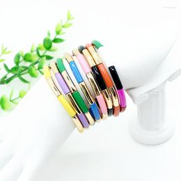 Charm Bracelets 2023 Fashion DIY Enamel Bracelet Boho Candy Color Matching Bamboo Tube Stretch Ladies Cuff Jewelry Wholesale