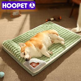 kennels pens HOOPET Winter Dog Mat Luxury Pad for Small Medium Large Dogs Plaid Bed for Cats Dogs Fluff Sleeping Removable Washable Pet Bed 230625