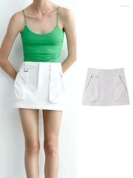 Women's Shorts Women's Pocket Skirt Woman White High Waist Female Skort Summer Casual ForWomen Streetwear Short Pants