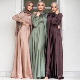 Ethnic Clothing Muslim Fashion Hijab Dress Satin Abaya Dubai Turkey African Maxi Dresses For Women Pakistani Islam Modest Clothes Kaftan