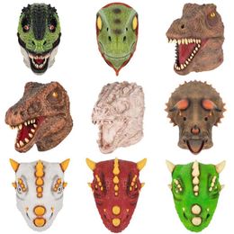 Party Masks Halloween Party Dinosaur Mask Full Head Latex Masks for Adult Kids Masquerade Birthday Carnival Party Cosplay Costume Headwear 230625