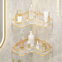 Bathroom Shelves Luxury Acrylic Shelf without Drilling Corner For Shower Kitchen Toilet Skincare Organiser Accessories 230625