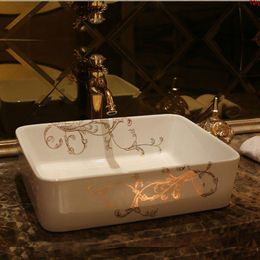 Rectangular Jingdezhen Bathroom ceramic sink wash basin Porcelain Counter Top Wash Basin Sinks bathroom porcelain sinkgood qty Wpbsi