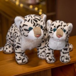 43cm Real Life Cute White Leopard Lion Plush Toys Stuffed Forest Simulation Animal Doll Kids Children Cartoon Birthday Gift