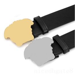 Black lady belts for men designer belt popular valentine s day gift lovers cintura plated gold buckle wide western style leather belt solid Colour ga010 C23