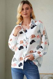 Western Clothes Fall Long Polyester Puff Sleeve Tops Button Up Shirts For Women