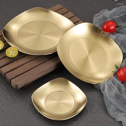 Dinnerware Sets Spit Bone Dish Grade 304 Stainless Steel Mirror Polished Square Solid Table Sauce Appetizer Plate Tray Kitchen Supplies