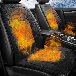 Car Seat Covers Heated Cover Universal Winter Warm Cushion Fluffy Soft Front Pads Vehicle Auto Protector