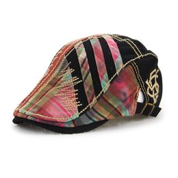 female french berets plaid cap adjustable casual retro beret duckbill hat women men newsboy bone casquette flat peaked gorras