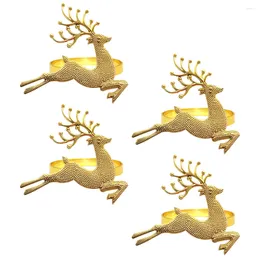 Table Cloth 4 Pcs Napkin Ring Christmas Dinnerware Decorative Xmas Buckle Metal Alloy Rings Elk Holders Reindeer