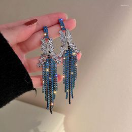 Dangle Earrings Rhinestone Wedding Statement For Women Elegant Drop Long Tassel Crystal