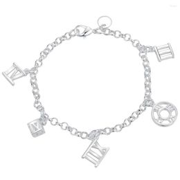 Link Bracelets Lucky S925 Charm For Women Silver Plated Christmas Gifts Lady Fashion Classic Jewellery Roman Numerals AH125