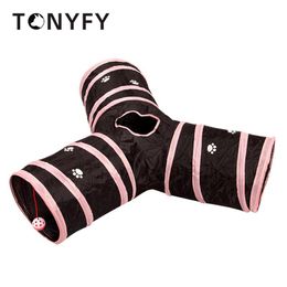 Toys 3 Holes Collapsible Cat Tunnel Tube Kitten Tunnel Bored Cat Pet Toys Peek Hole Toy Cat Puppy Kitty Kitten Rabbit Play Training