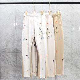 23ss Autumn Winter Painting Patchwork Cotton Pants Trousers Vintage Graffiti Bell Bottoms Casual USA Trends Flare CVC Sweatpants Men Joggers Unisex Artist Slim Fit