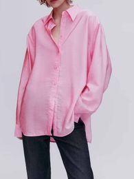 Women's Blouses Women 2023 Fashion Back Seam Decoration Solid Loose Long Sleeve Vintage Button-up Female Shirts Chic Tops