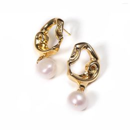 Stud Earrings Natural Freshwater Pearl Near Round Retro For Jewellery Making DIY Women Party Banquet Gift