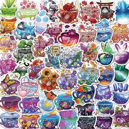 50Pcs Creative Ins Colorful magic Bottles Mug Stickers Coffee Cup World Graffiti Stickers for DIY Luggage Laptop Skateboard Motorcycle Bicycle Stickers
