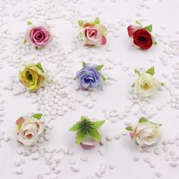 Decorative Flowers 4cm Mini Rose Flower Head Artificial For Wedding Decoration Ball Craft Fake DIY Party Supplies 100pieces/lot