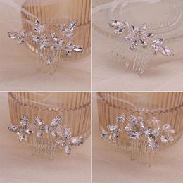 Hair Clips Wedding Accessories Shiny Rhinestones Combs Silver Colour Jewellery For Women Girls Mother's Day Ornaments Gift