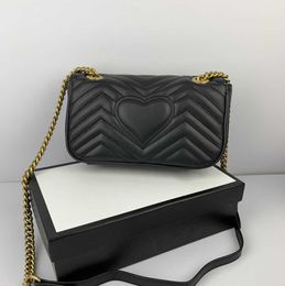 Fashion Marmont bag Love heart Wave Pattern Satchel Shoulder Bag Chain Handbags Crossbody Purse Lady Leather Classic Simple style