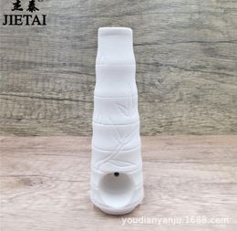 Smoking Pipes Personalised Bamboo Joint White Porcelain Dry Pipe New Bamboo Leaf Printed Ceramic Dry Pipe