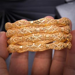 Bangle Wando 1Pcs/lot Top Quality Dubai Gold Color Bangles For Women Wave Vintage Bride Wedding Bracelet Africa Arab Jewelry Melv22