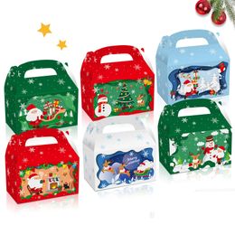 Merry Christmas Handle Box Apple Candy Cookie Nougat Gift Packaging Cartoon Xmas New Year Party Supplies Festive Decor