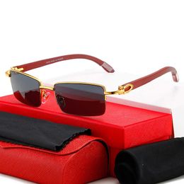 Brand sunglasses New Half Original Leg Men's Box Fashion Sunglasses Women's Wooden Glasses Frame