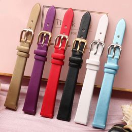 Watch Bands Quality Spun Silk Genuine Leather Watchband 6mm 8mm 10mm 12mm 14mm For The Womens Wrist Bracelet Red Black White Blue Deli22