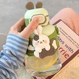 Water Bottles 1 Set 700ml Sippy Cup Lovely Clear Scale Drinking Cartoon Jug Straw Bottle For Summer