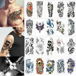 Temporary Tattoos 100 Sheets Wholesales Waterproof Fake Tattoo Man Women Cool Arm Leg Art Sleeve Glitter Eagle Black Sticker 230621