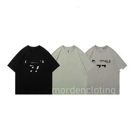 Men's short sleeve FOG Double thread ESSENTIALS flocking letter 77 short sleeve T-shirt men's and women's hip hop loose half sleeve base T-shirt