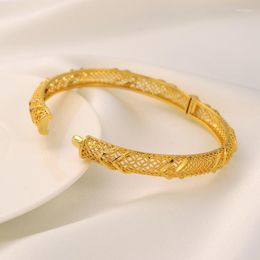 Bangle 24K Dubai Wedding Bangles For Women Ethiopian Jewellery Gold Colour Africa Bracelets Arab Birthday Gifts Melv22