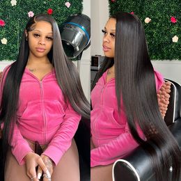 30 Inch Bone Straight 360 Full Lace Frontal Wigs Pre Plucked Brazilian 13x4 13x6 HD Lace Front Human Hair Wigs For Women