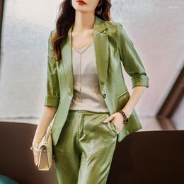 Women's Two Piece Pants High Quality Fabric Formal Women Business Suits With And Jackets Coat Spring Summer Professional Blazers Pantsuits